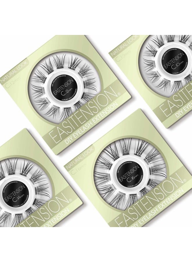 EASITENSION DIY Eyelash Extension, Glue Bonded Band Individual Lash 12 Clusters Natural Lashes Set, Home Eyelash Extension, C curl Lashes Pack (12MM-Natural) - Image 5