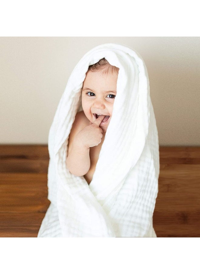 Anvi Baby Organic 6 Layered Muslin Bath Towel 2-Piece Set, 105 cm x 105 cm, Blue/White - Image 4