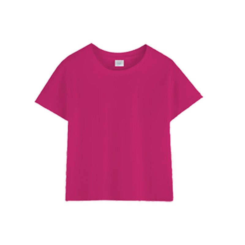 180G Children'S Pure Cotton Round Neck Short-Sleeve Casual Versatile Trendy Popular Solid Color Children'S T-Shirt Top - Image 1
