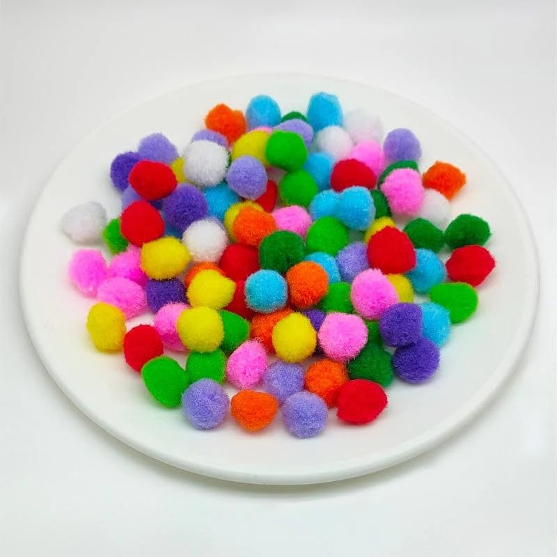 Brille Bee Pompoms Multi-Color - 2cm Medium Craft Pom Poms for DIY Projects, Arts & Crafts, Decorations, and School Activities, 500 Pcs - Image 2