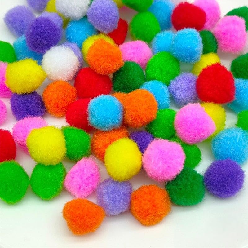 Brille Bee Pompoms Multi-Color - 2cm Medium Craft Pom Poms for DIY Projects, Arts & Crafts, Decorations, and School Activities, 500 Pcs - Image 1