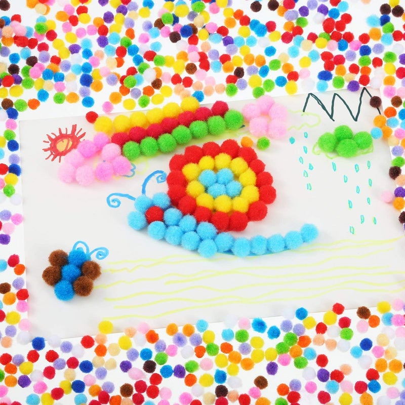 Brille Bee Pompoms Multi-Color - 2cm Medium Craft Pom Poms for DIY Projects, Arts & Crafts, Decorations, and School Activities, 500 Pcs - Image 4