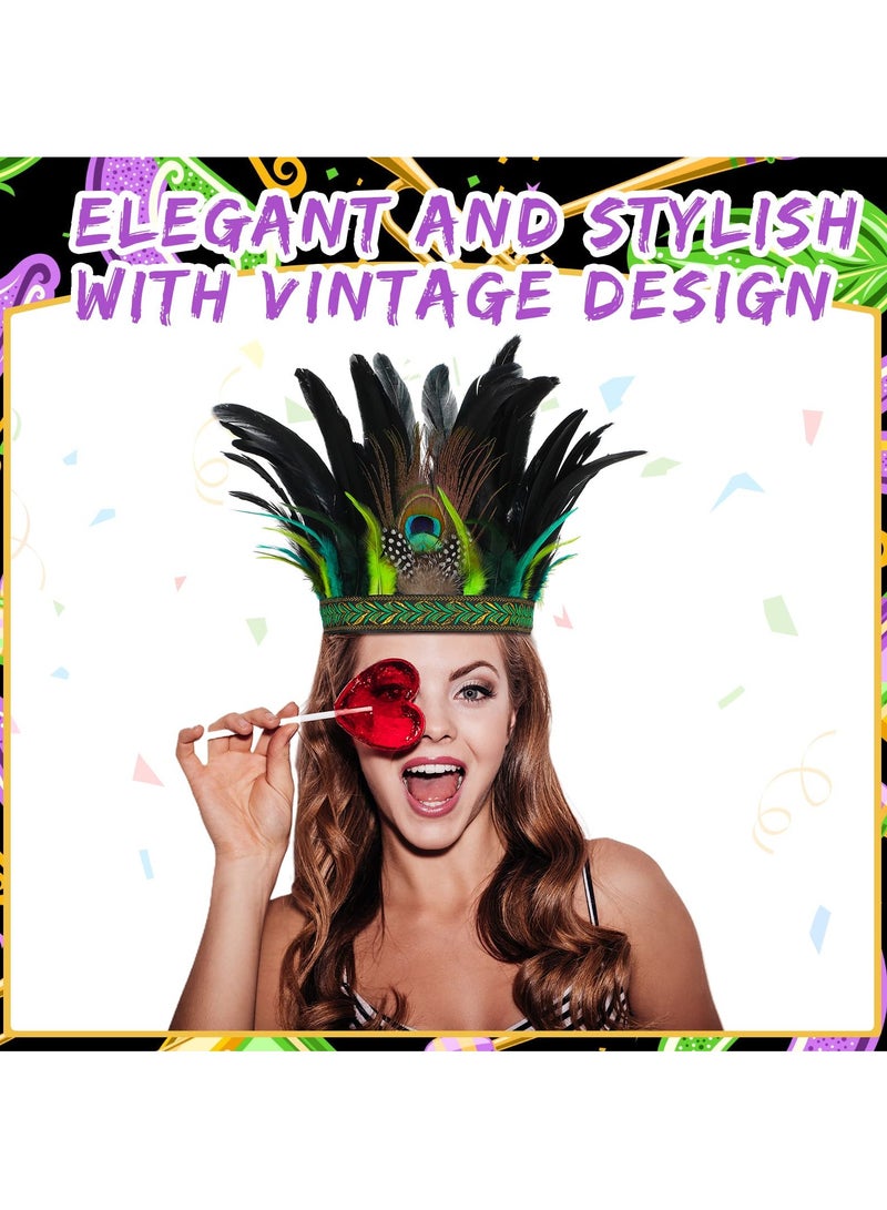 Loquat Peacock Feather Fascinator Decorative Feather Headpiece Feather Boa Crown Headdress Headband for Party Dress - Image 3