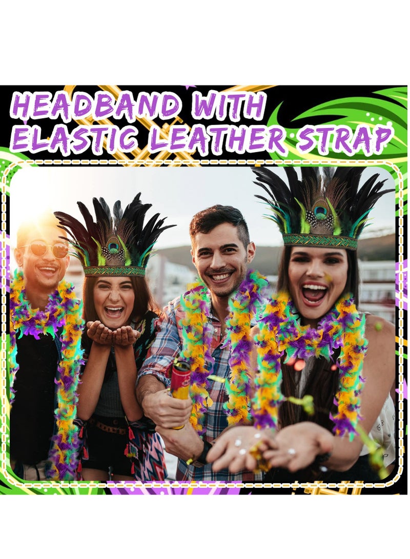 Loquat Peacock Feather Fascinator Decorative Feather Headpiece Feather Boa Crown Headdress Headband for Party Dress - Image 4