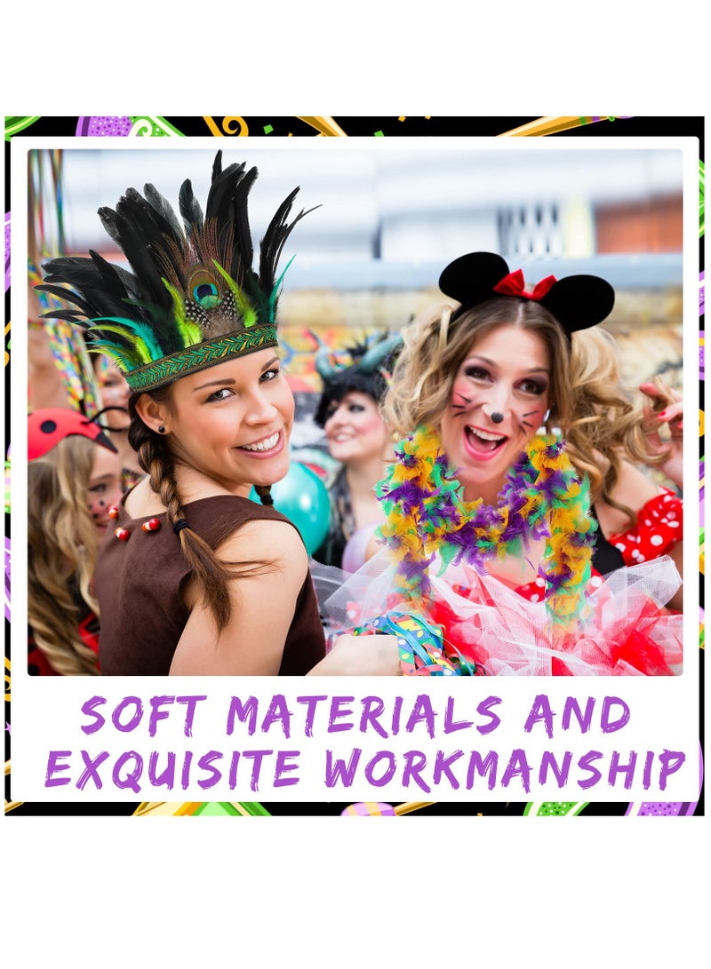 Loquat Peacock Feather Fascinator Decorative Feather Headpiece Feather Boa Crown Headdress Headband for Party Dress - Image 5