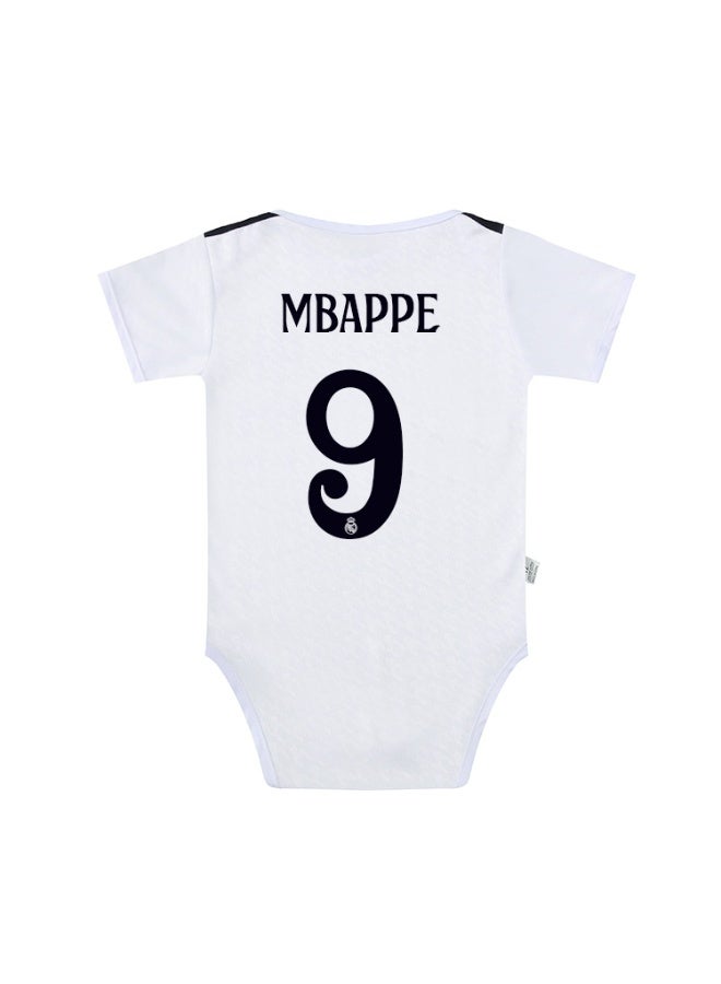 2024-2025 baby football uniform Real Madrid#9 MBAPPE baby romper baby one-piece suit suitable for 6-18 months old baby - Image 1