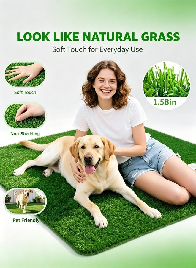 HQ-GAMING Realistic Artificial Grass Rug Indoor Outdoor Artificial Grass Turf Dog Grass Mat with Drainage Holes Fake Grass for Garden Lawn Landscape Balcony Decoration - Image 3