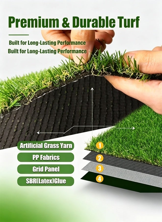 HQ-GAMING Realistic Artificial Grass Rug Indoor Outdoor Artificial Grass Turf Dog Grass Mat with Drainage Holes Fake Grass for Garden Lawn Landscape Balcony Decoration - Image 4