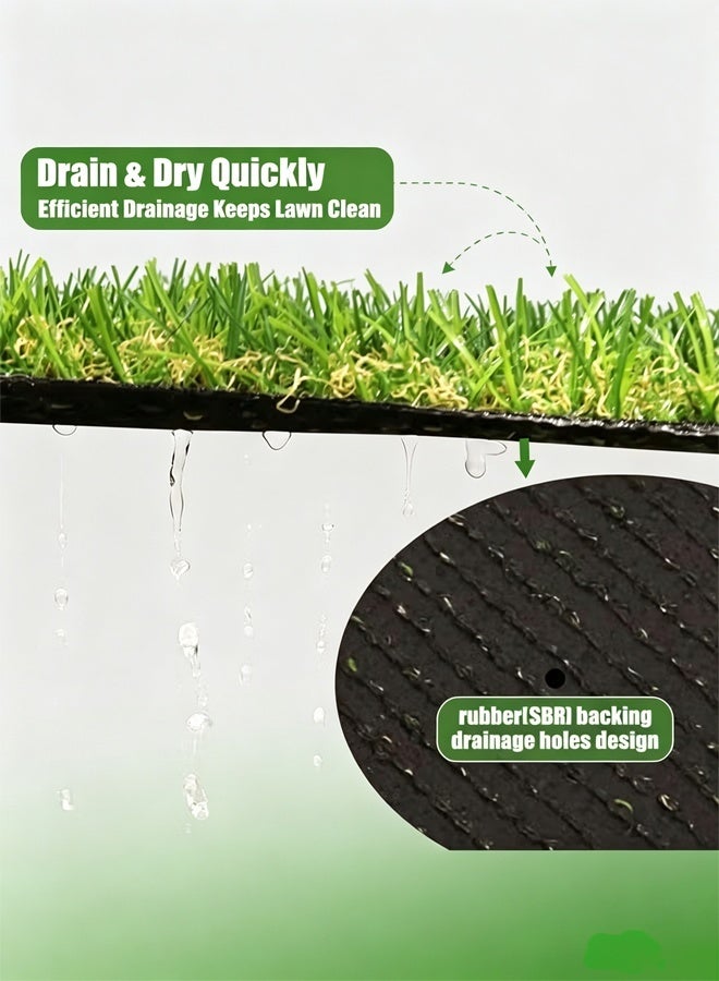HQ-GAMING Realistic Artificial Grass Rug Indoor Outdoor Artificial Grass Turf Dog Grass Mat with Drainage Holes Fake Grass for Garden Lawn Landscape Balcony Decoration - Image 5