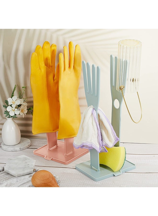 Kitchen Glove Holder Glove Drying Rack Dryer Plastic Mitten Rubber Rack Sink Stand Towel Hanger Reusable Towel Storage Holders for Sponge Food Bag Organizer, Pink - Image 4