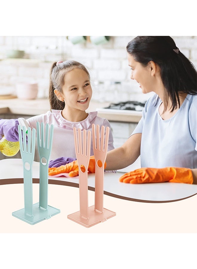 Kitchen Glove Holder Glove Drying Rack Dryer Plastic Mitten Rubber Rack Sink Stand Towel Hanger Reusable Towel Storage Holders for Sponge Food Bag Organizer, Pink - Image 3