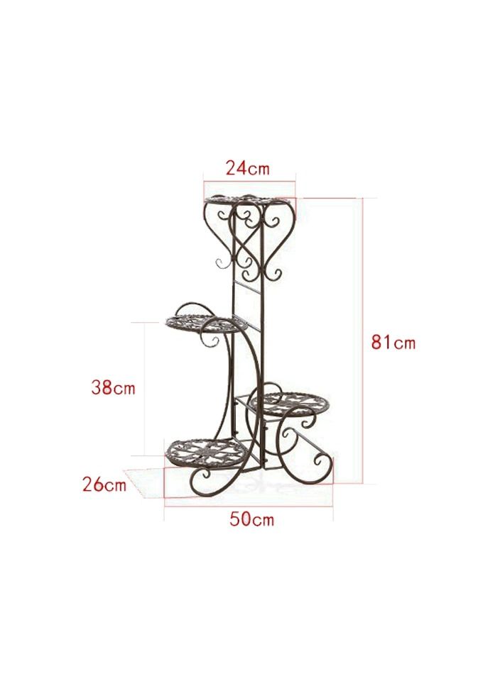 1-Piece 4 Tiers Metal Shelves Flower Pot Plant Stand Display Indoor Outdoor Garden Home Patio Brown Color - Image 3