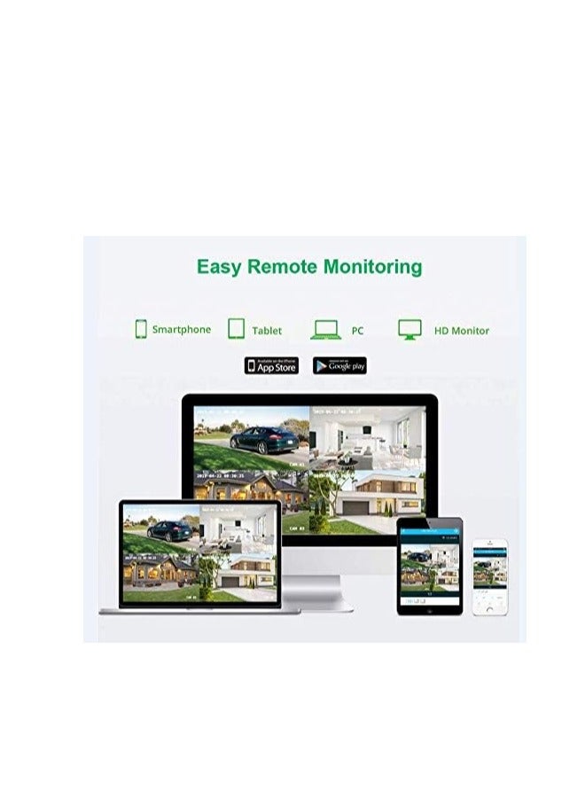 كاميرا مراقبة فيديو رصاصية واي فاي Aottom 8CH كاميرات مراقبة واي فاي - مجموعة NVR 8 قنوات + 4 كاميرات 720 بكسل، رؤية ليلية، كشف الحركة، إنذار البريد الإلكتروني، P2P، بدون قرص صلب - Image 3