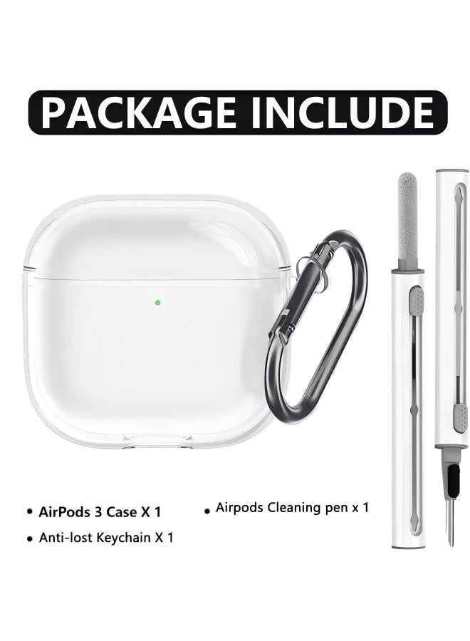 Soft Silicone Protective Case Cover for AirPods 3 with Cleaner Kit and Keychain - Image 2