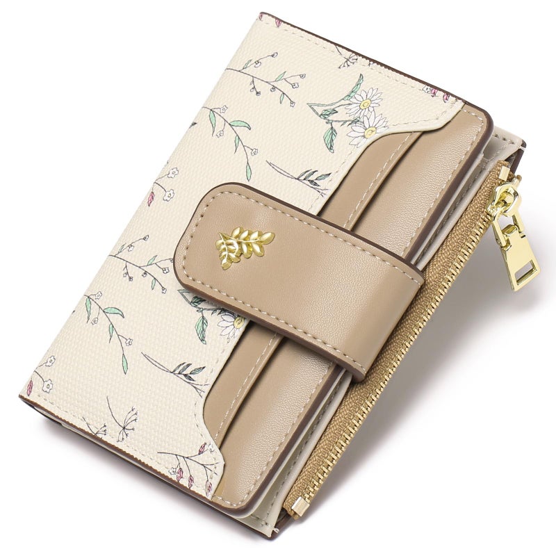 GAEKEAO Small Wallets for Women RFID Blocking Leather Bifold Zipper Pocket Wallet Credit Card Holder with ID Window - Image 1