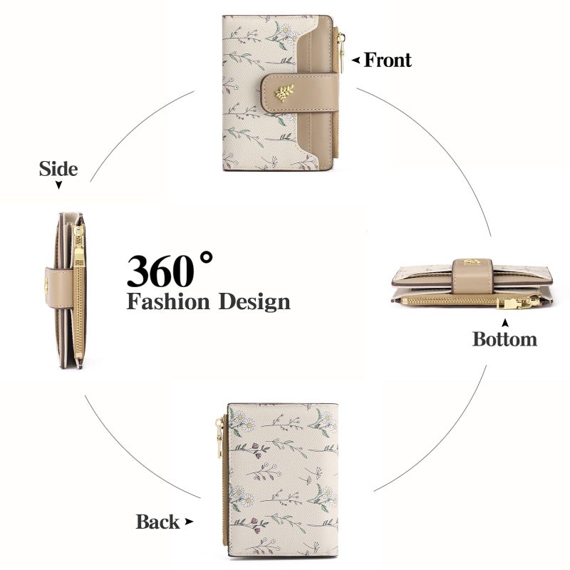 GAEKEAO Small Wallets for Women RFID Blocking Leather Bifold Zipper Pocket Wallet Credit Card Holder with ID Window - Image 4