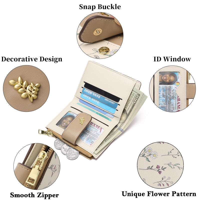 GAEKEAO Small Wallets for Women RFID Blocking Leather Bifold Zipper Pocket Wallet Credit Card Holder with ID Window - Image 5