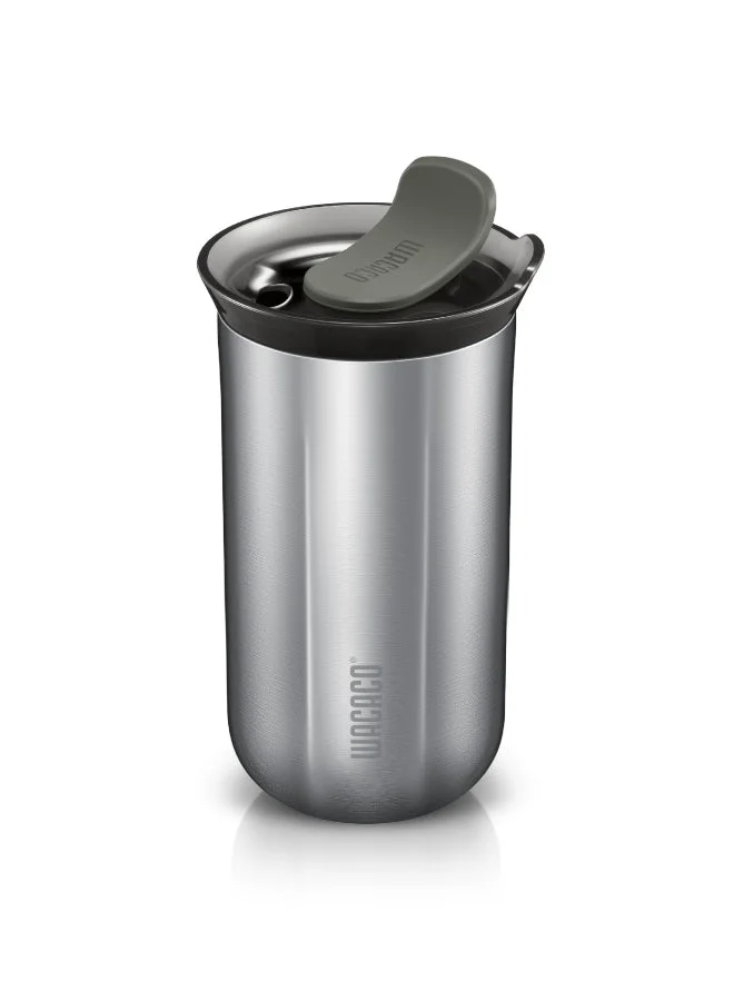 WACACO CUPPAMOKA - Portable Pour Over Coffe Maker, Portable Drip Coffee Maker, Filter American Coffee Machine w/ 10 Cone Paper Filters, Manually Operated, Stainless Steel Coffee Brewer, 10 fl oz Silver/Grey/Green