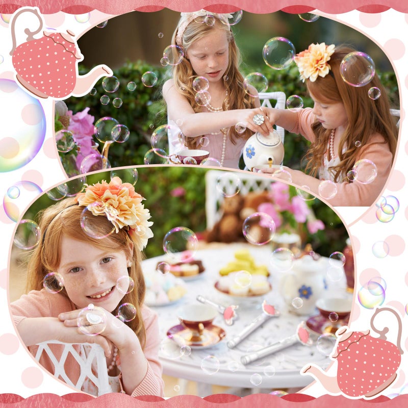 Shappy 48 Pcs Tea Party Bubble Wands Bulk Mini Bubbles Party Favors Stick for Activity Use Birthday Gift Baby Shower Supplies - Image 2