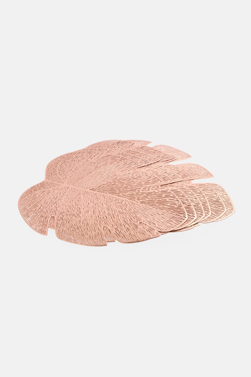 Nanette lepore 6Pcs Leaf Shape Dinning Placemats, Rose Gold - Image 1
