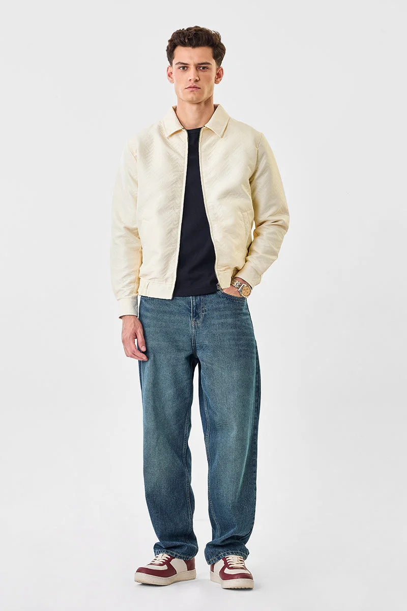 سنيتش Cream Textured Long Sleeve Relaxed Jacket