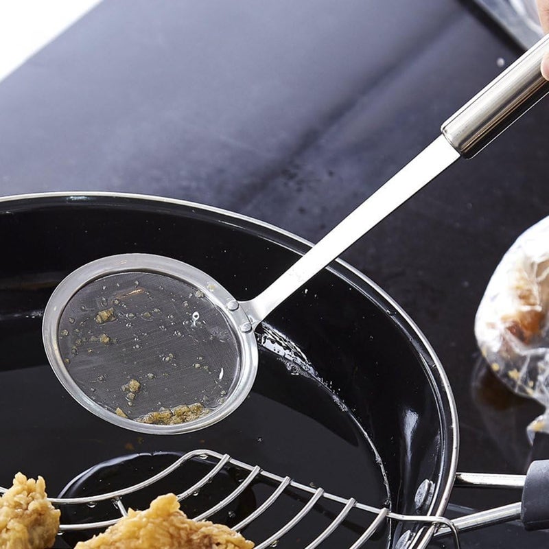Simplyhut Simplyhut Frying jharaStainless Steel Jhara Fine Mesh Food Strainer Skimmer Frying Spoon Heavy Oil Filter Mesh Strainer for Deep Frying Food Pasta Noodles Poori Sabzi Vegetables 12CM - Image 2