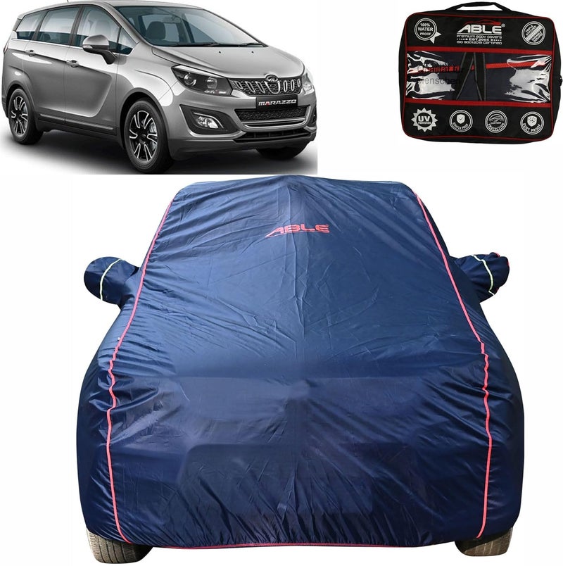 Able Parashuit Blue WR Series Car Body Cover with Mirror Pockets and Driver Door Zipper Compatible for Mahindra MARAZZO (2018 to Till Now Model) - Image 1