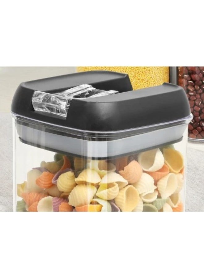 مجموعة حاويات تخزين طعام محكمة الغلق، 6 قطع من برطمانات مطبخ أكريليك شفافة بأغطية مانعة للتسرب - منظمات مخزن قابلة للتكديس للأطعمة الجافة والمعكرونة والأرز والسكر والحبوب والوجبات الخفيفة - Image 4