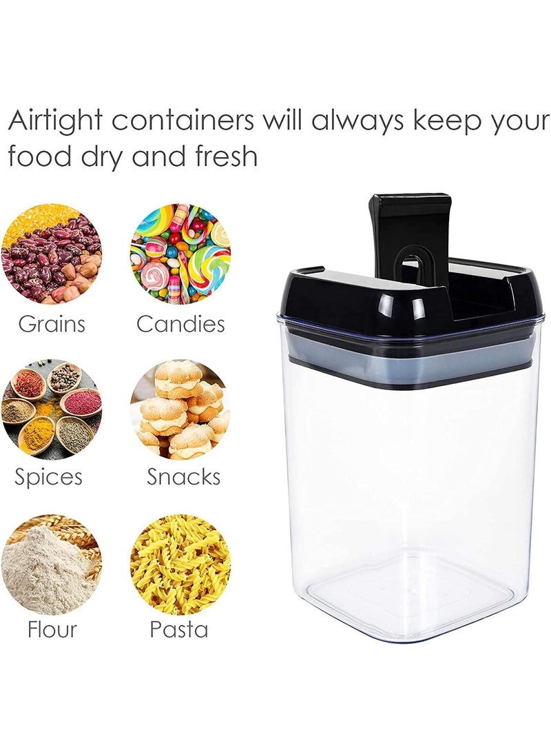 مجموعة حاويات تخزين طعام محكمة الغلق، 6 قطع من برطمانات مطبخ أكريليك شفافة بأغطية مانعة للتسرب - منظمات مخزن قابلة للتكديس للأطعمة الجافة والمعكرونة والأرز والسكر والحبوب والوجبات الخفيفة - Image 5