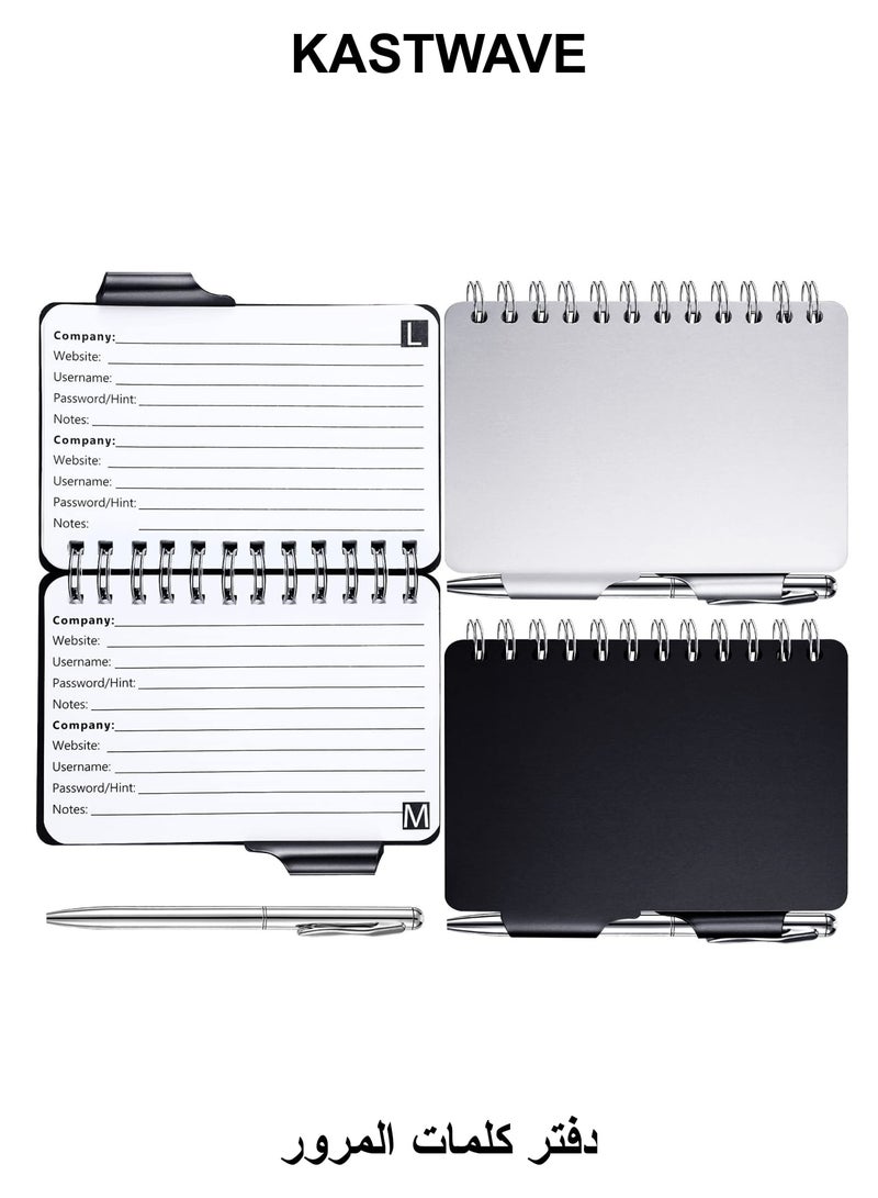 KASTWAVE Portable Password Book Password Organizer, Notebook Elegant Pattern Password Book Keeper with Pen (Black + Sliver) - Image 1