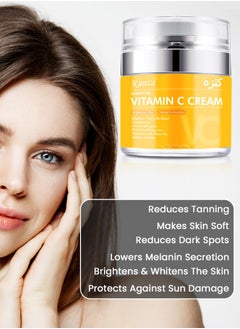 Kanza Advanced Vitamin C Facial Cream 50ml Enriched with Natural Antioxidants Niacinamide Vitamin C and Retinol Brightens Firms Lifts & Renew Complexion for Men & Women  - Image 3