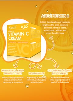 Kanza Advanced Vitamin C Facial Cream 50ml Enriched with Natural Antioxidants Niacinamide Vitamin C and Retinol Brightens Firms Lifts & Renew Complexion for Men & Women  - Image 4