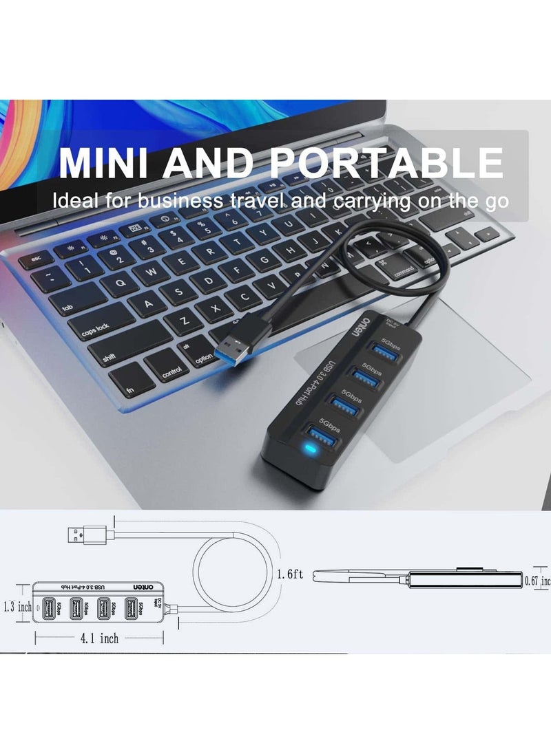 أونتن 4 منافذ USB 3.0 HUB مع كابل 1M لأجهزة الكمبيوتر المحمول MacBook Surface Pro والمزيد من أجهزة USB  - Image 5