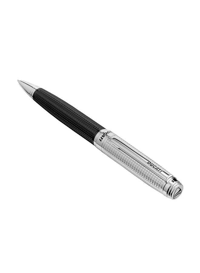 دوكاتي Leggenda Stainless Steel Trims Twist Ballpoint Pen for Men, Blue Ink