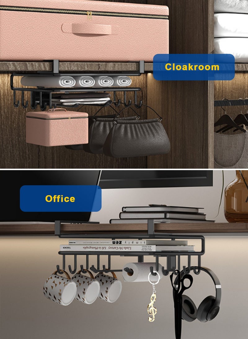 HomarKet Cup Holder Under Cabinet,Multifunction Drilling Free Mug Holder Hanger, Under Shelf Kitchen Storage Organizer Rack for Cups/Kitchen Utensils/Storage Rack Cutting board Shelf Hanging Hook - Image 4