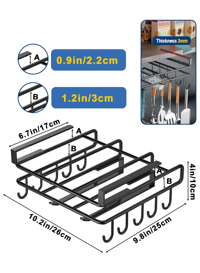 HomarKet Cup Holder Under Cabinet,Multifunction Drilling Free Mug Holder Hanger, Under Shelf Kitchen Storage Organizer Rack for Cups/Kitchen Utensils/Storage Rack Cutting board Shelf Hanging Hook - Image 5