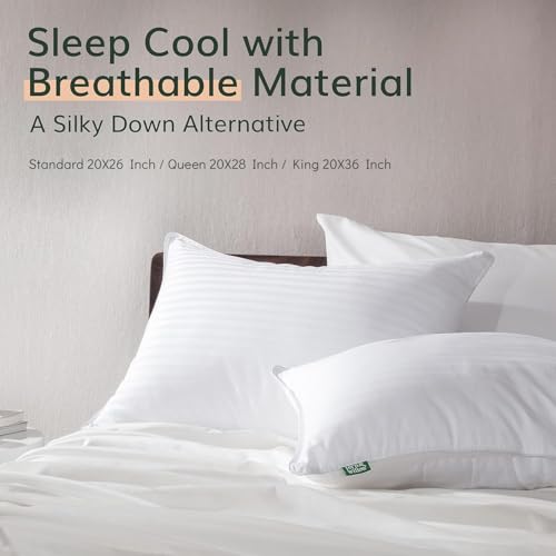Fern and Willow Premium Bed Pillows - Set of 2, 26"x20" - Luxurious Ultra-Soft Cooling Pillow - Hotel Quality, Down Alternative Fill, Medium Firm Support for Side, Back & Stomach Sleepers - Image 4