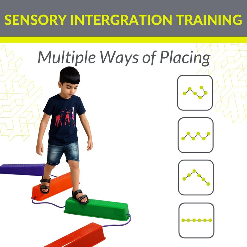 GISCO أحواض توازن للأطفال | أحواض خطوة غير قابلة للانزلاق مع سطح ملمس غير زلق | لعبة ممتعة، تحسن التوازن والتنسيق | مجموعة من 6 ألوان قوس قزح - Image 3