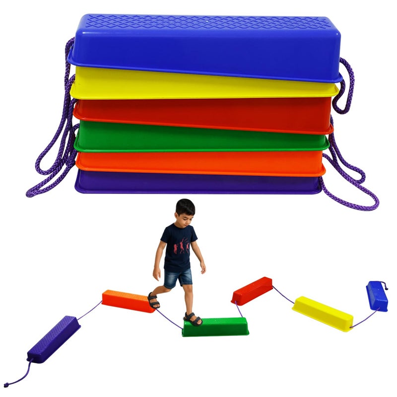 GISCO أحواض توازن للأطفال | أحواض خطوة غير قابلة للانزلاق مع سطح ملمس غير زلق | لعبة ممتعة، تحسن التوازن والتنسيق | مجموعة من 6 ألوان قوس قزح - Image 1