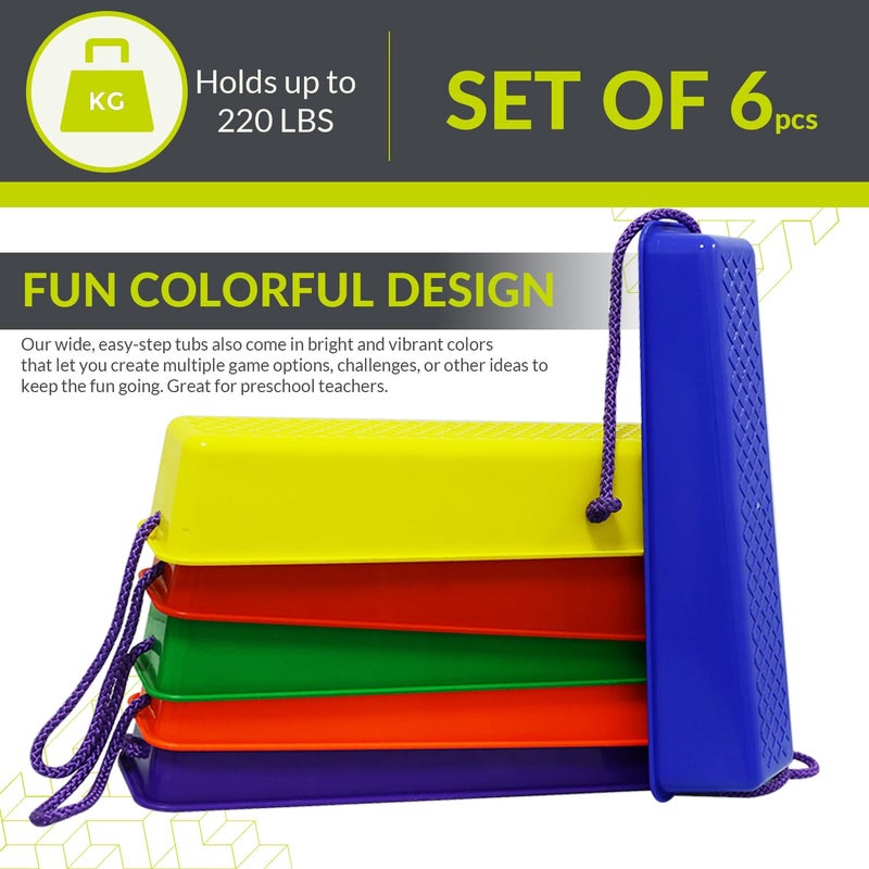 GISCO أحواض توازن للأطفال | أحواض خطوة غير قابلة للانزلاق مع سطح ملمس غير زلق | لعبة ممتعة، تحسن التوازن والتنسيق | مجموعة من 6 ألوان قوس قزح - Image 5