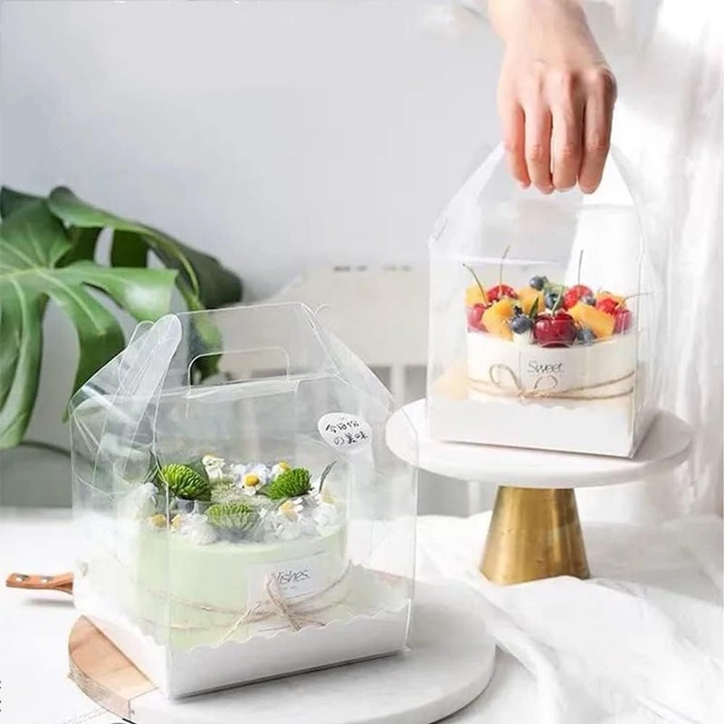 DZOZO 10 Pcs Clear Square Cake Boxes Clear Plastic Candy Chocolate Dessert Cake Boxes - Image 2