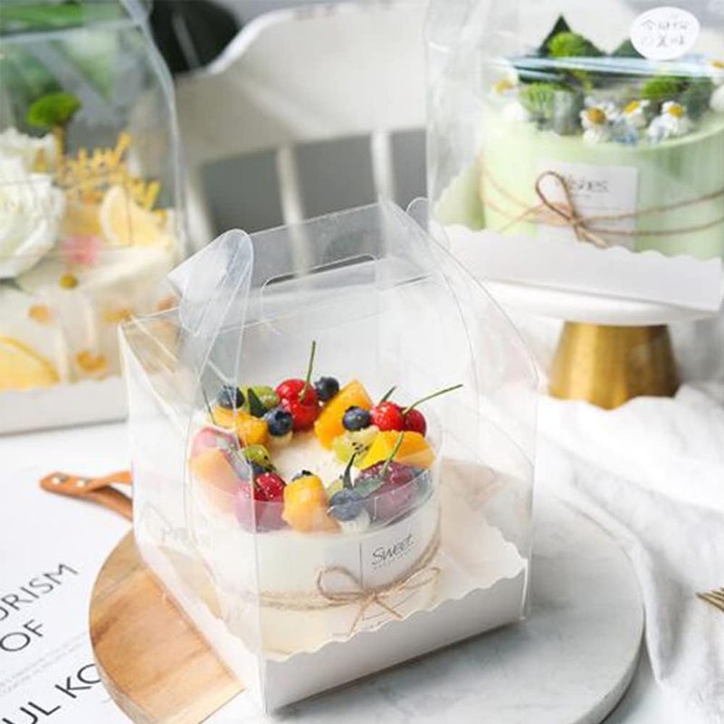 DZOZO 10 Pcs Clear Square Cake Boxes Clear Plastic Candy Chocolate Dessert Cake Boxes - Image 1