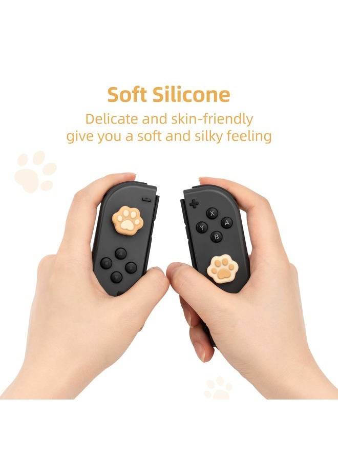 GEEKSHARE Cat Paw Shape Thumb Grip Caps,Soft Silicone Joystick Cover Compatible with Switch/OLED/Switch Lite,4PCS (Brown) - Image 3