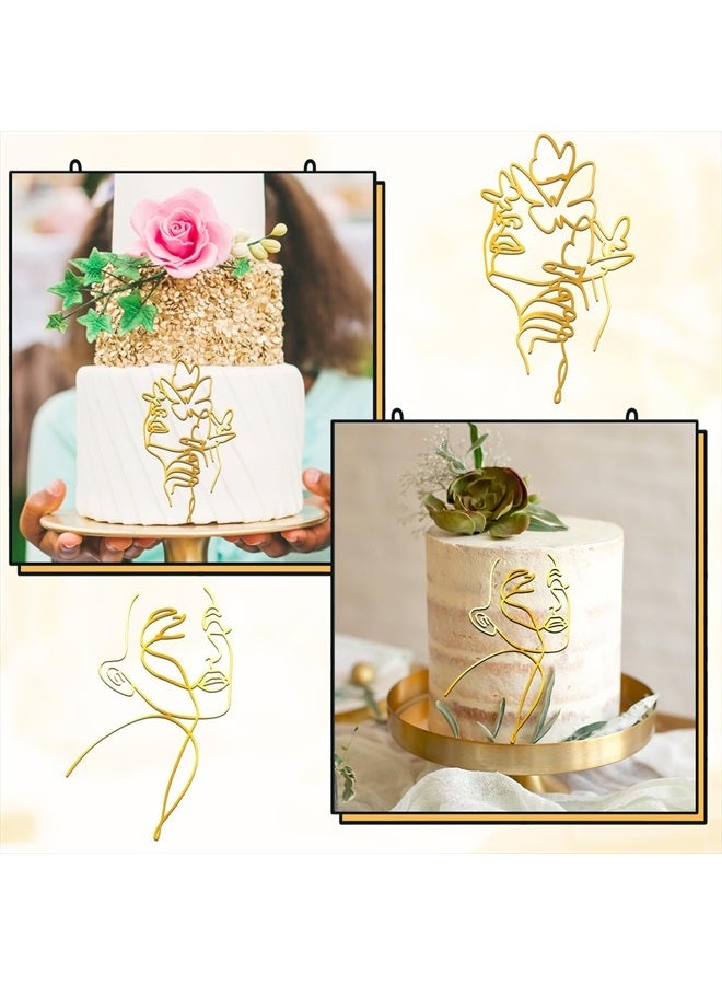SAVITA 6pcs Art Lady Face Cake Topper, Gold Line Cake Decoration Lady Face Cake Topper Suitable for Birthday Cake Decoration Wedding Cake Toppers Party Supplies - Image 4