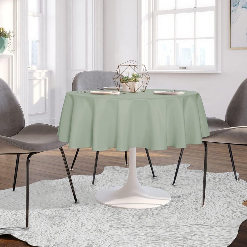 sancua Round Tablecloth - 60 Inch - Water Resistant Spill Proof Washable Polyester Table Cloth Decorative Fabric Table Cover for Dining Tables, Buffet Parties and Camping, Sage Green - Image 5