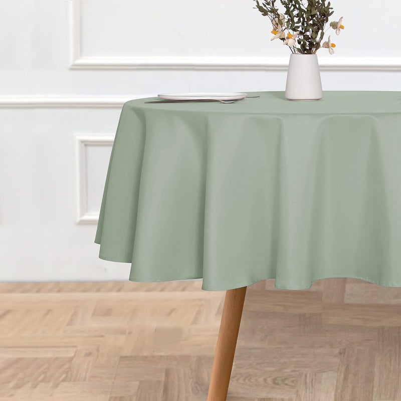sancua Round Tablecloth - 60 Inch - Water Resistant Spill Proof Washable Polyester Table Cloth Decorative Fabric Table Cover for Dining Tables, Buffet Parties and Camping, Sage Green - Image 2
