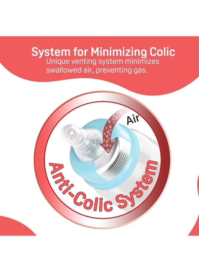 pigeon زجاجة رضاعة/تغذية زجاجية مرنة مع حلمة إضافية M، للأطفال من 4 أشهر فما فوق، زجاجة رضاعة/تغذية من زجاج البورسليكات، خالية من BPA، خالية من BPS، لون أزرق باهت، 200 مل - Image 3