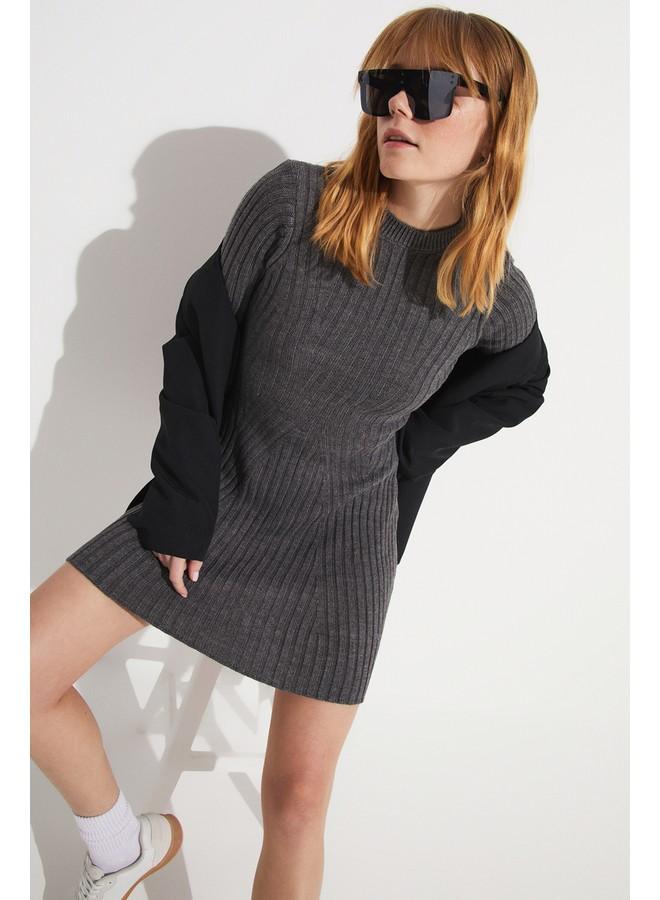 June Knitwear Mini Dress Anthracite - Image 3