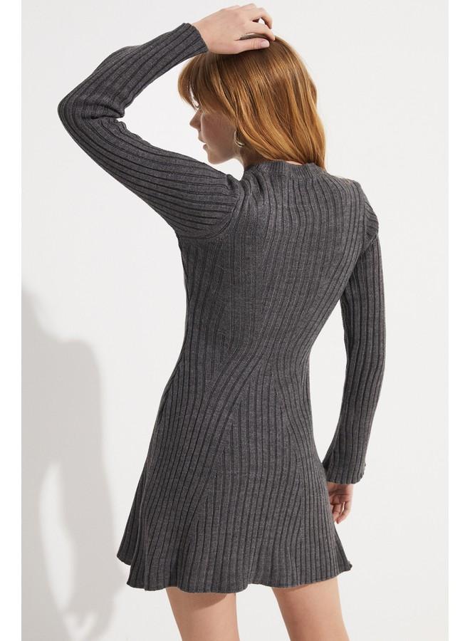 June Knitwear Mini Dress Anthracite - Image 5
