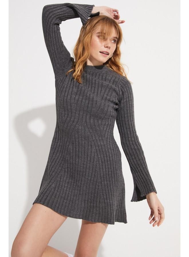 June Knitwear Mini Dress Anthracite - Image 4